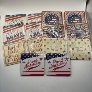 VFW Home Of The Free …American Patriotic Square Drink Cardboard Coasters Lot 14